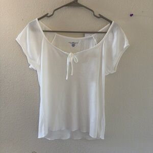Brandy melville white Noa tie front wide neck top